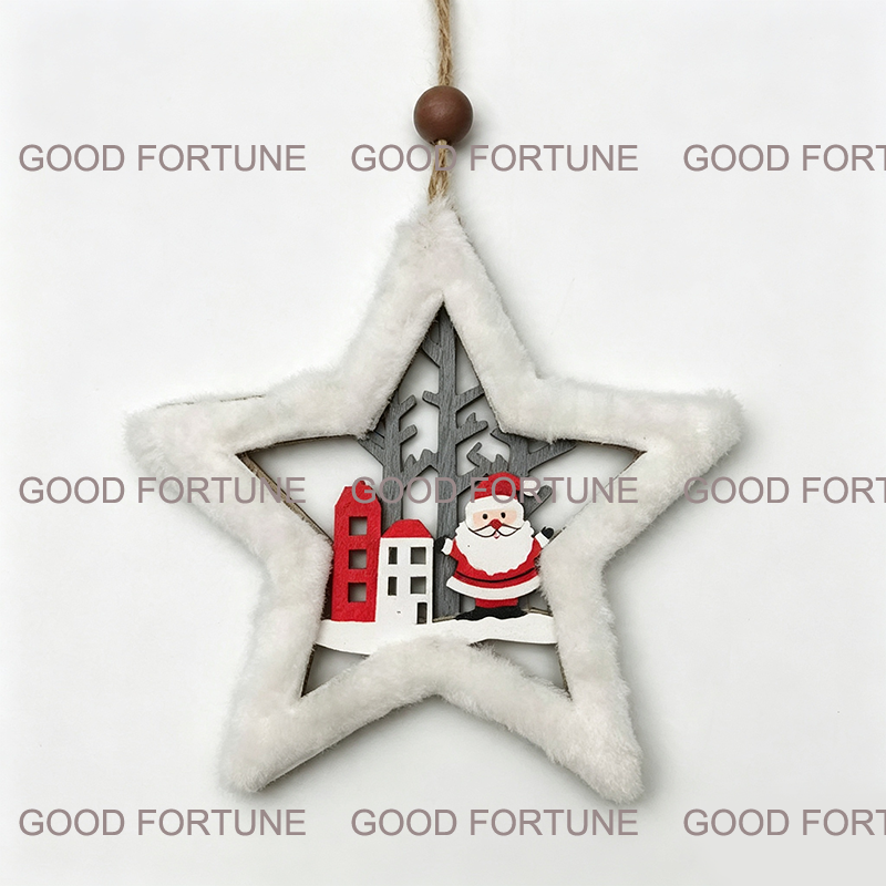 Christmas Fabric with Wood Hanger